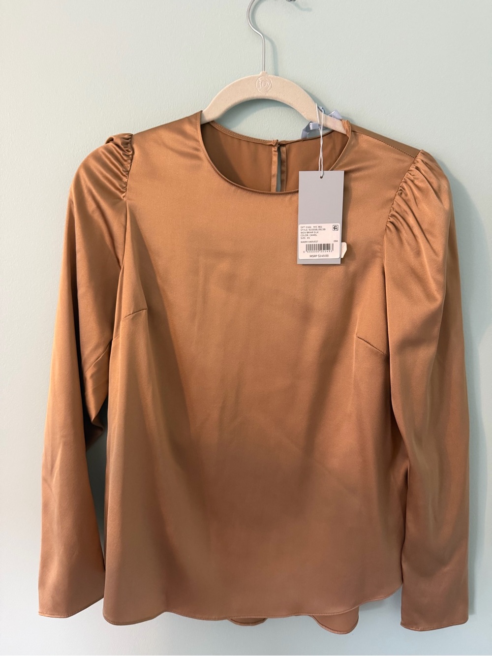 Antonio Melani Warm Harvest Silk Puff Shoulder Blouse